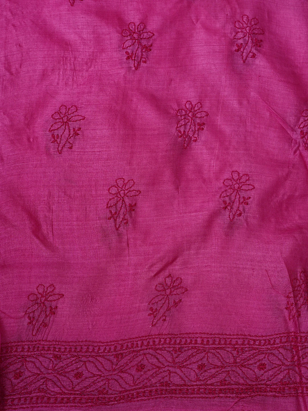 Ada Hand Embroidered Magenta Tussar Silk Lucknowi Chikankari Unstitched Suit Piece 01A869041