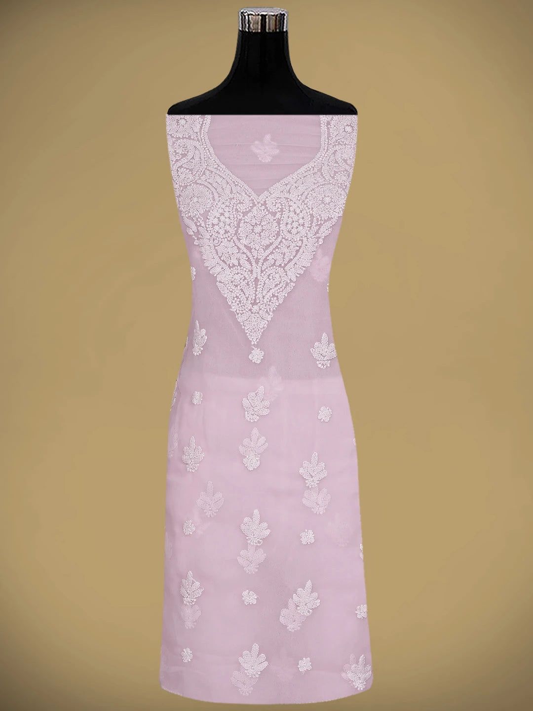 Ada Hand Embroidered Pink Georgette Lucknowi Chikankari Unstitched Suit Piece 01A866831
