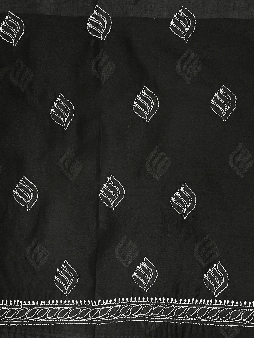 Ada Hand Embroidered Black Cotton Lucknowi Chikankari Unstitched Suit Piece 01A873285