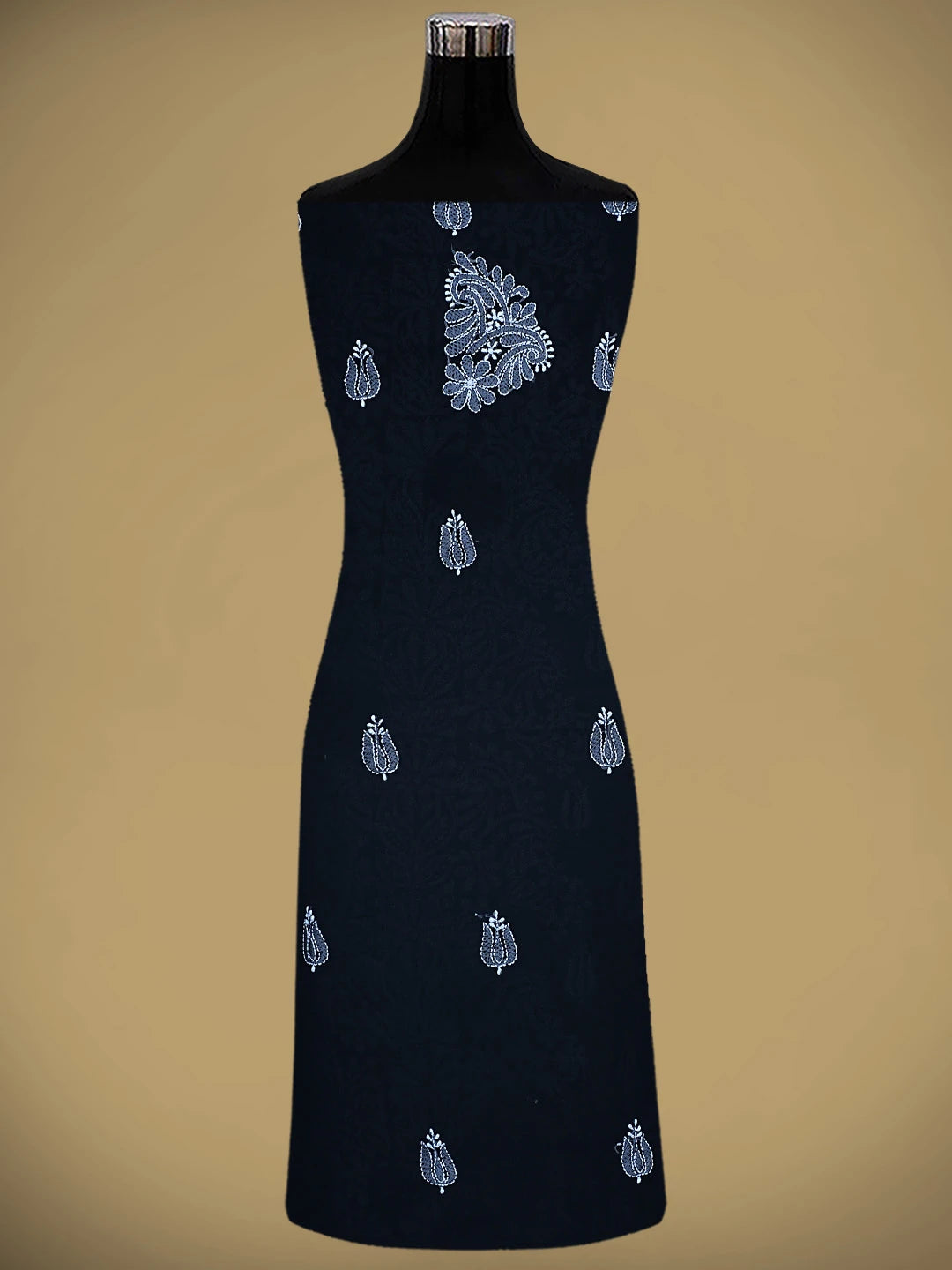Ada Hand Embroidered Black Georgette Lucknowi Chikankari Unstitched Suit Piece 01A843438