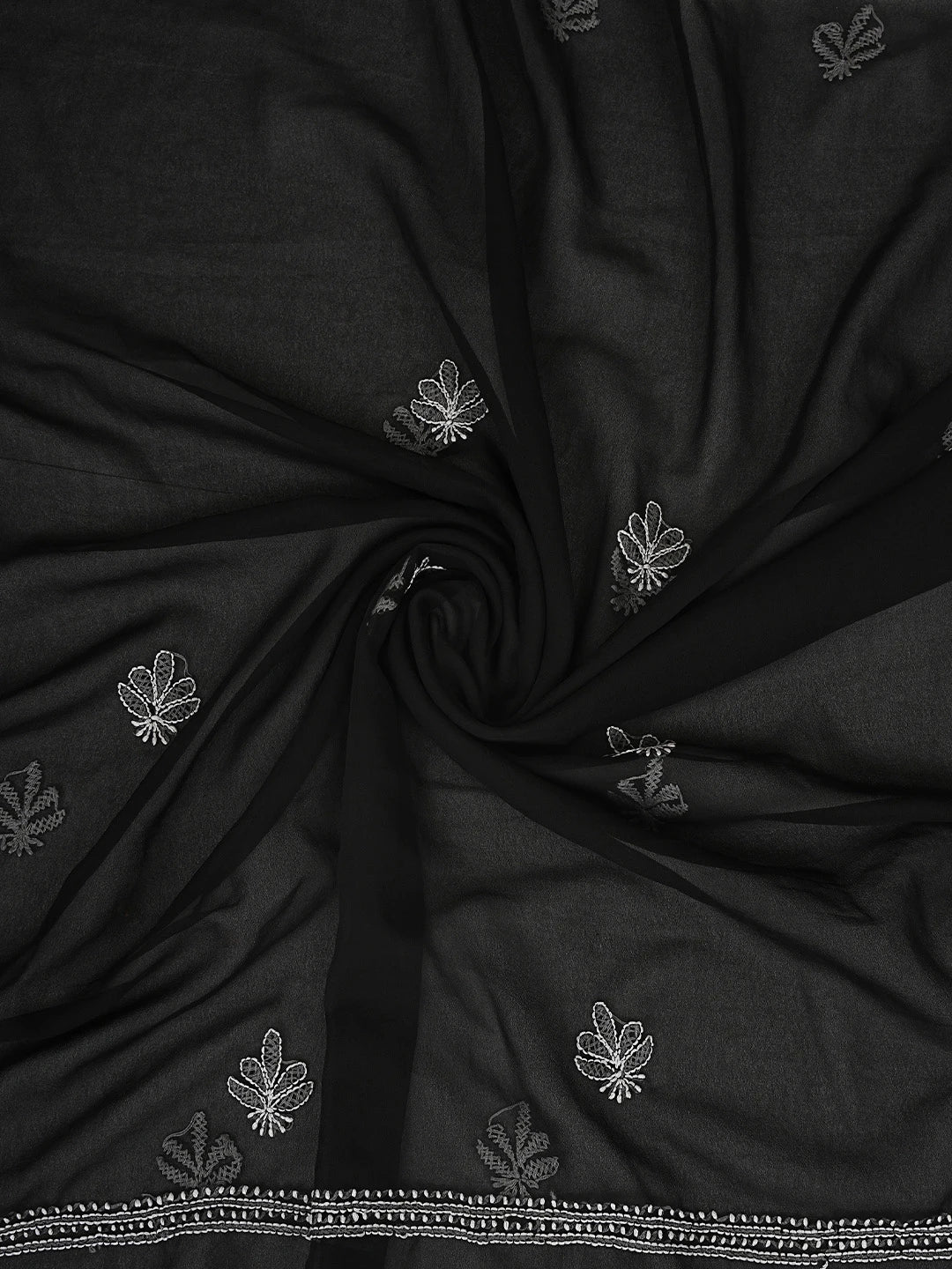 Ada Hand Embroidered Black Georgette Lucknowi Chikankari Unstitched Suit Piece 01A873544