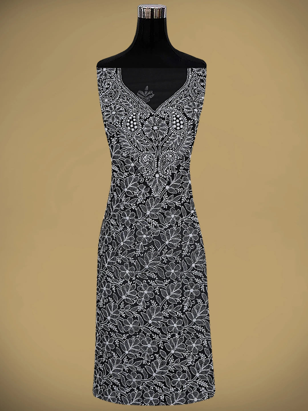 Ada Hand Embroidered Black Georgette Lucknowi Chikankari Unstitched Suit Piece 01A873544