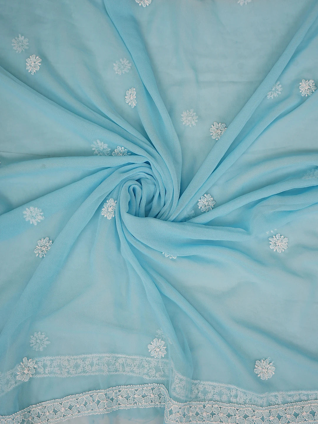 Ada Hand Embroidered Blue Georgette Lucknowi Chikankari Unstitched Suit Piece 01A873538