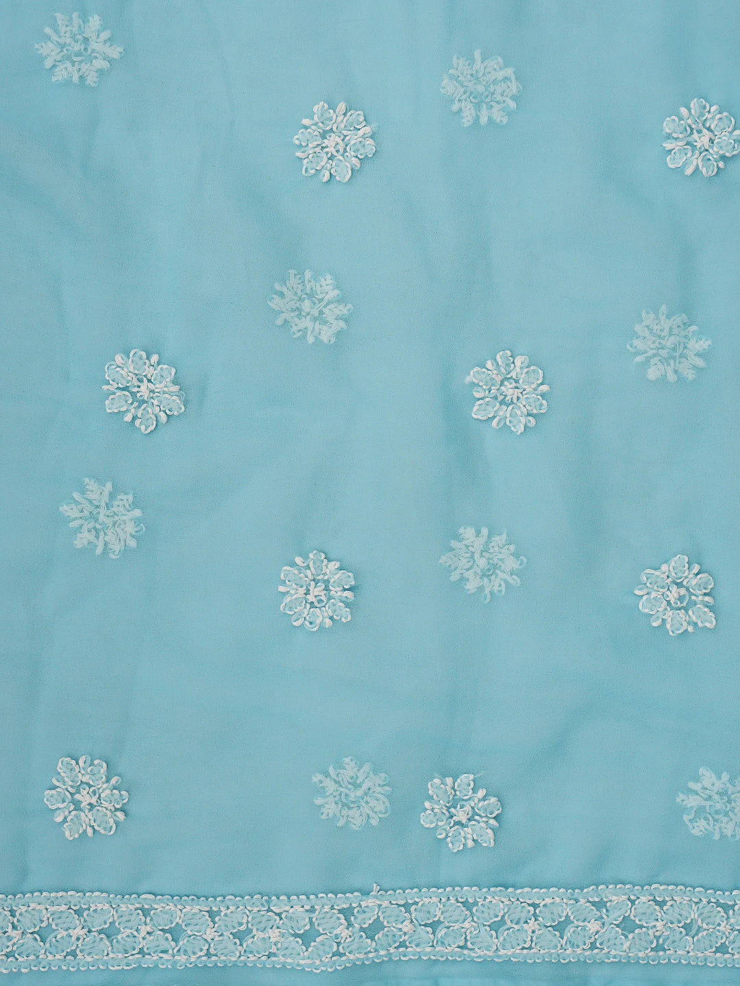 Ada Hand Embroidered Blue Georgette Lucknowi Chikankari Unstitched Suit Piece 01A873538