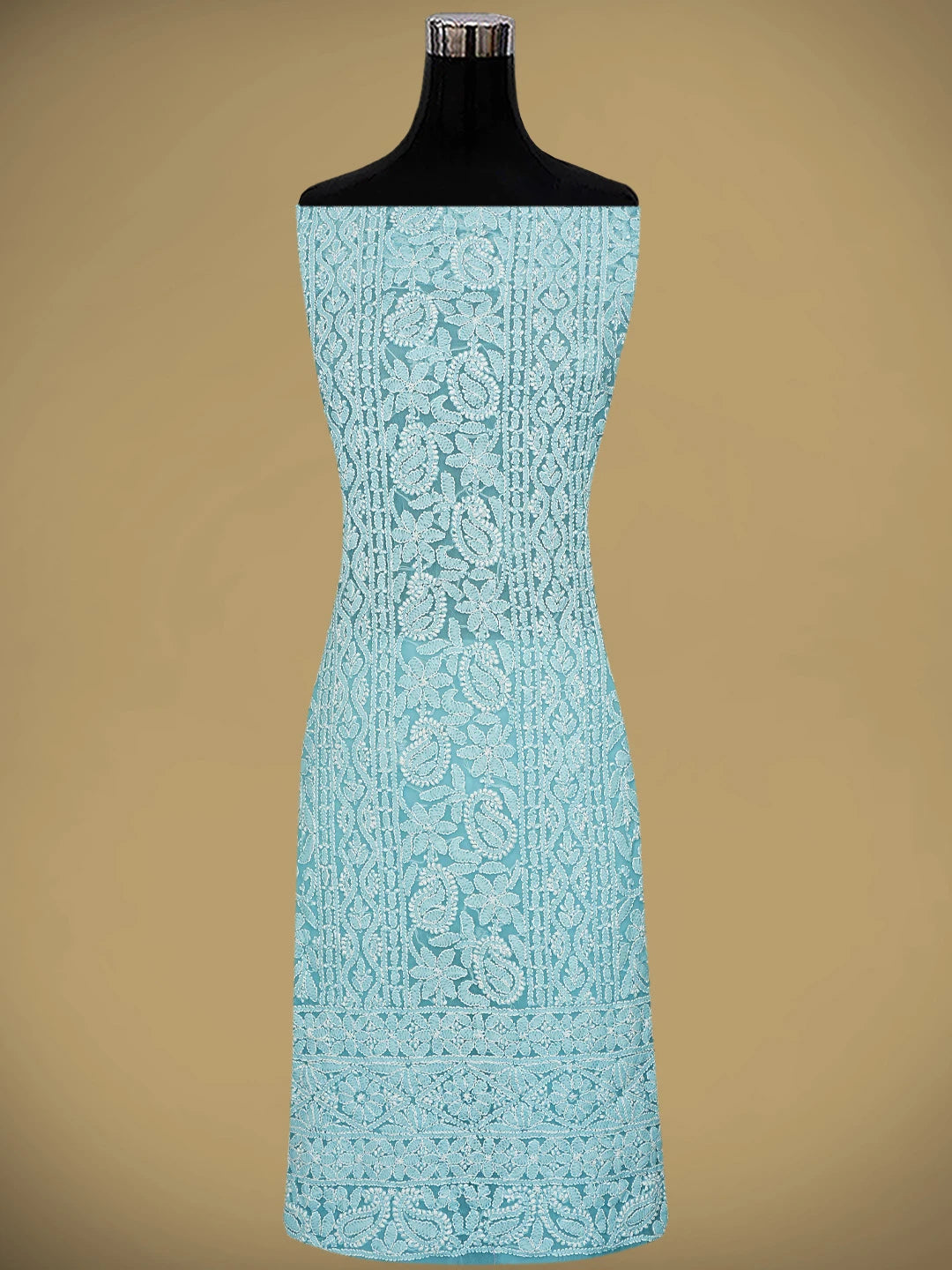 Ada Hand Embroidered Blue Georgette Lucknowi Chikankari Unstitched Suit Piece 01A873538