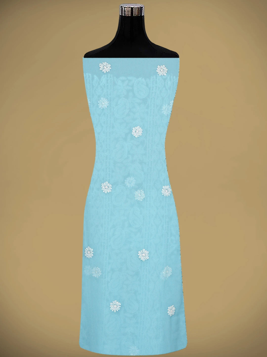 Ada Hand Embroidered Blue Georgette Lucknowi Chikankari Unstitched Suit Piece 01A873538