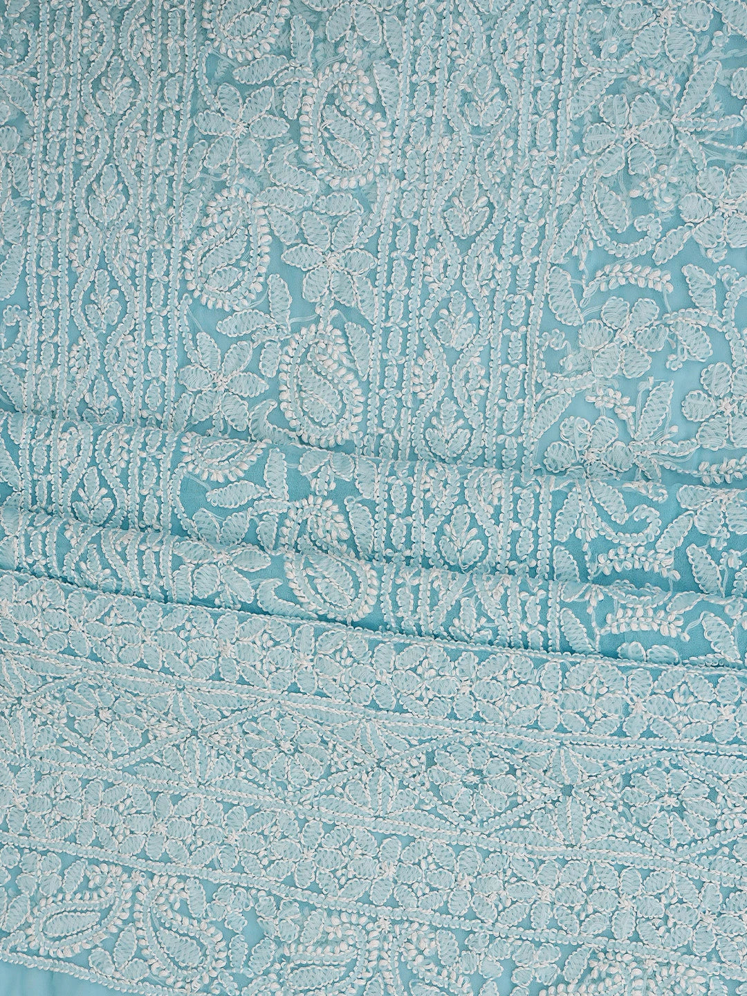 Ada Hand Embroidered Blue Georgette Lucknowi Chikankari Unstitched Suit Piece 01A873538