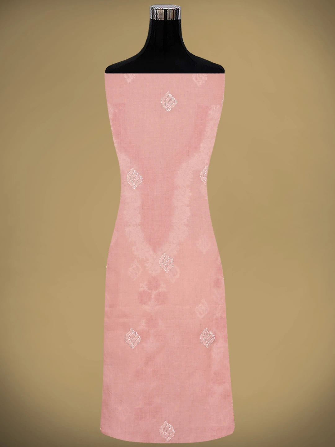 Ada Hand Embroidered Peach Cotton Lucknowi Chikankari Unstitched Suit Piece 01A873293
