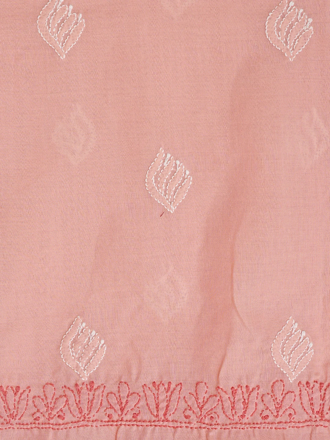 Ada Hand Embroidered Peach Cotton Lucknowi Chikankari Unstitched Suit Piece 01A873293