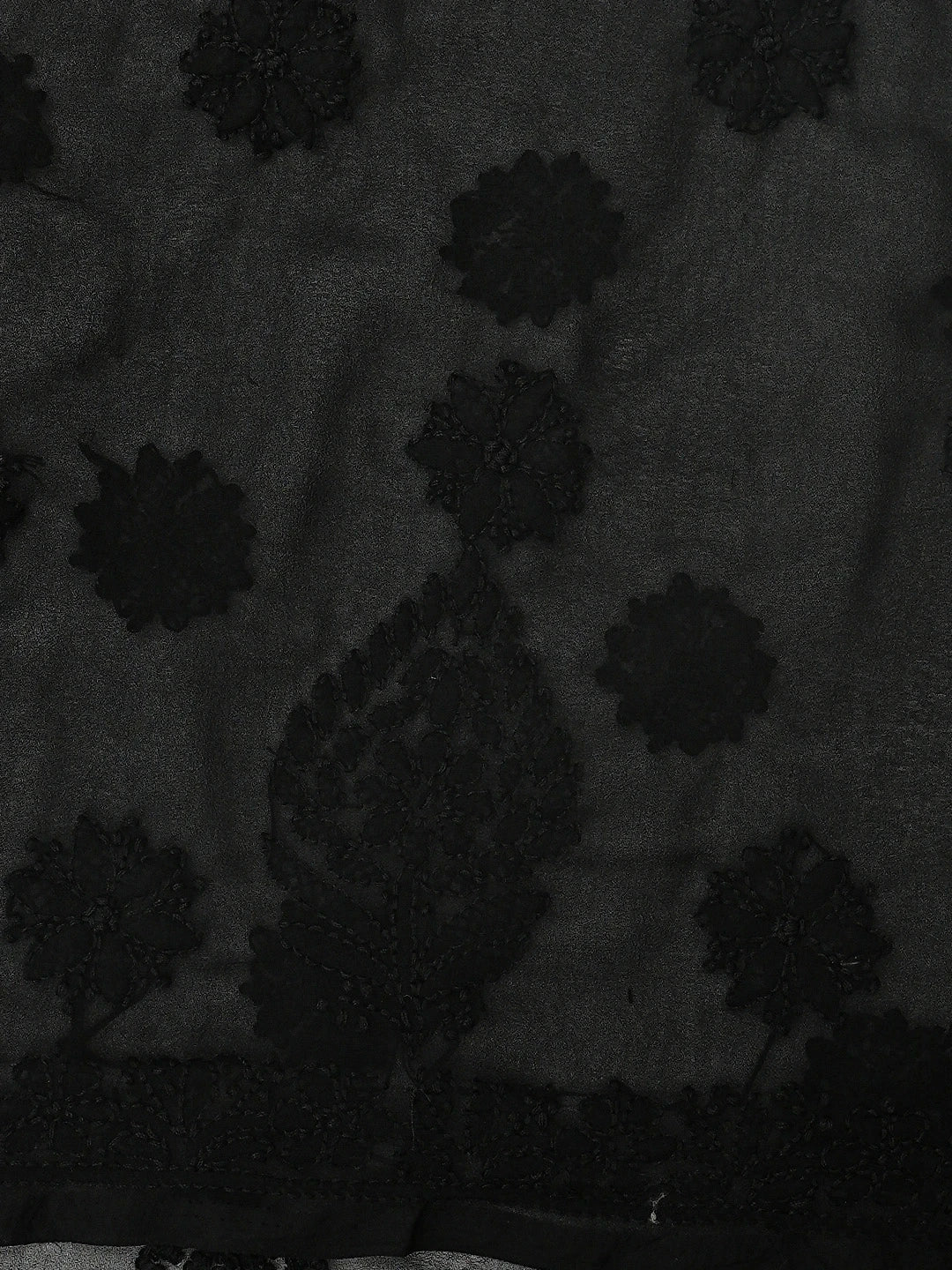 Ada Hand Embroidered Black Georgette Lucknowi Chikankari Unstitched Suit Piece 01A834692