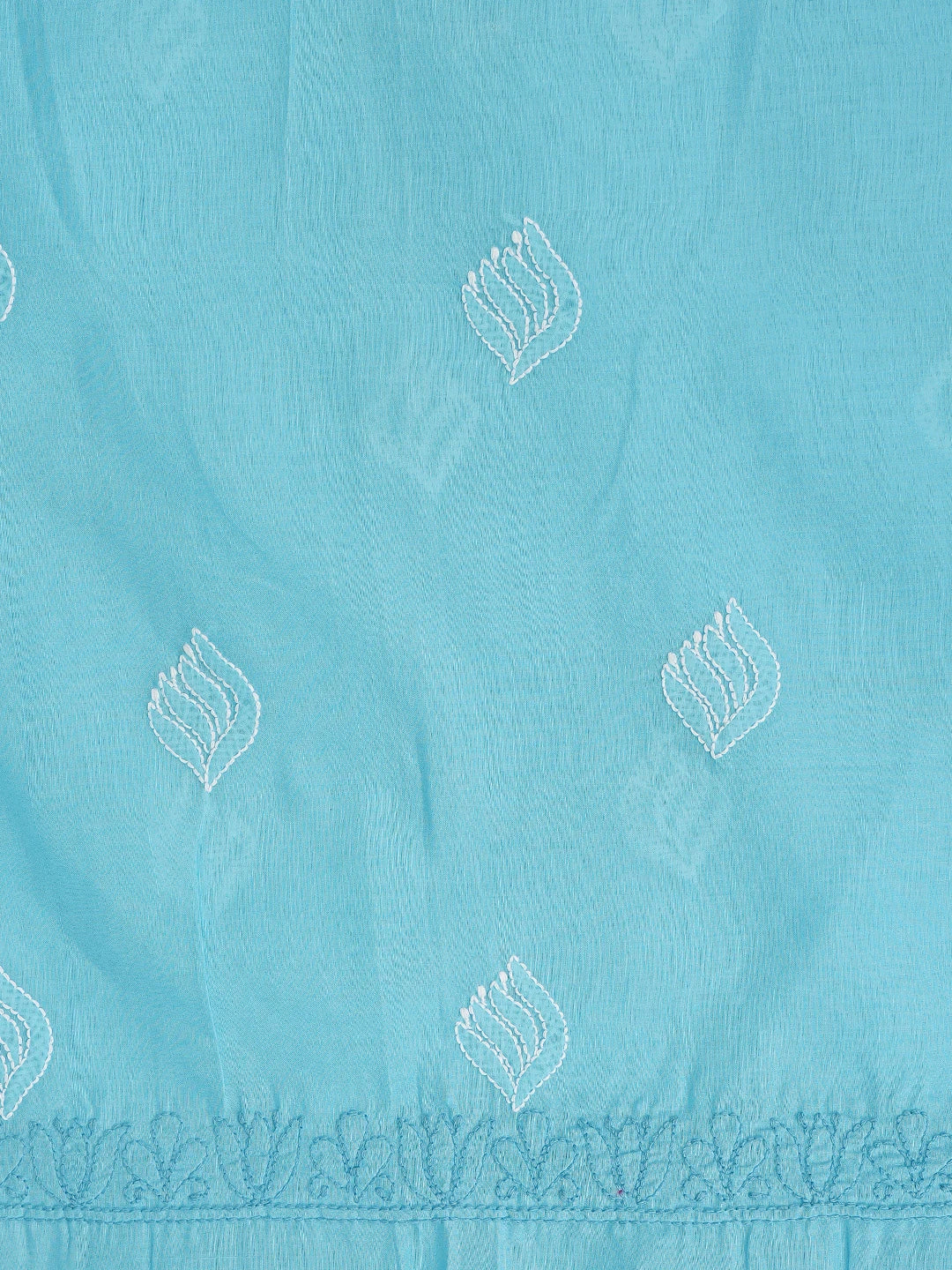 Ada Hand Embroidered Blue Cotton Lucknowi Chikankari Unstitched Suit Piece 01A873292