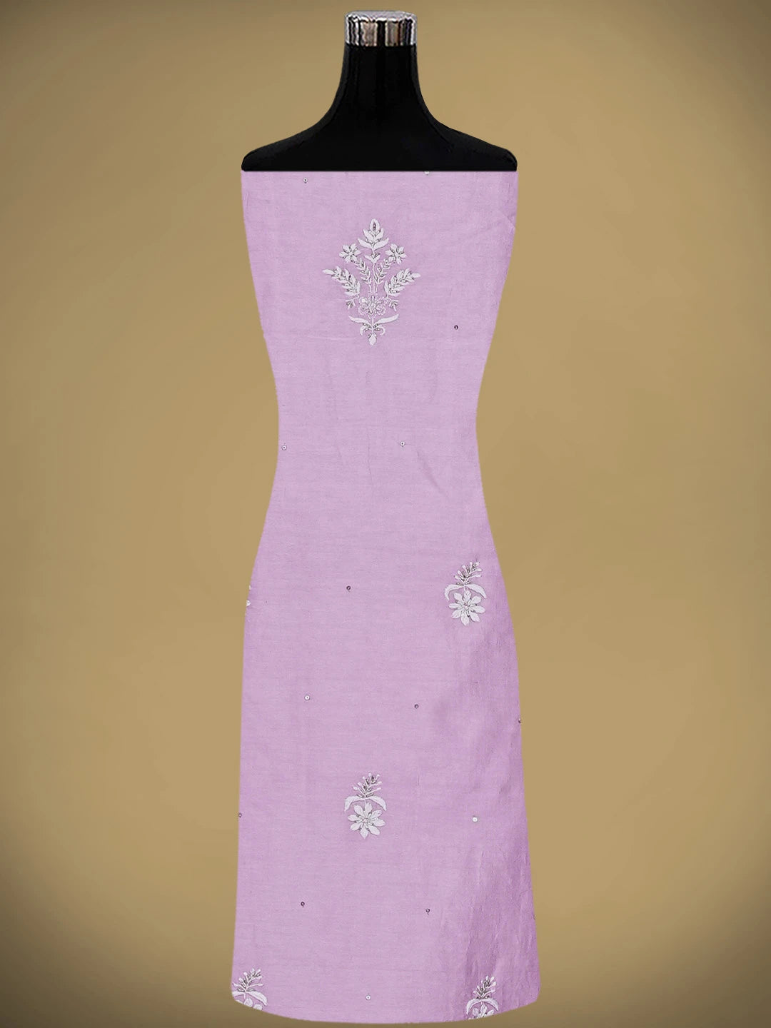 Ada Hand Embroidered Lavender Chanderi Lucknowi Chikankari Unstitched Suit Piece With Cutdana Work 01A791862