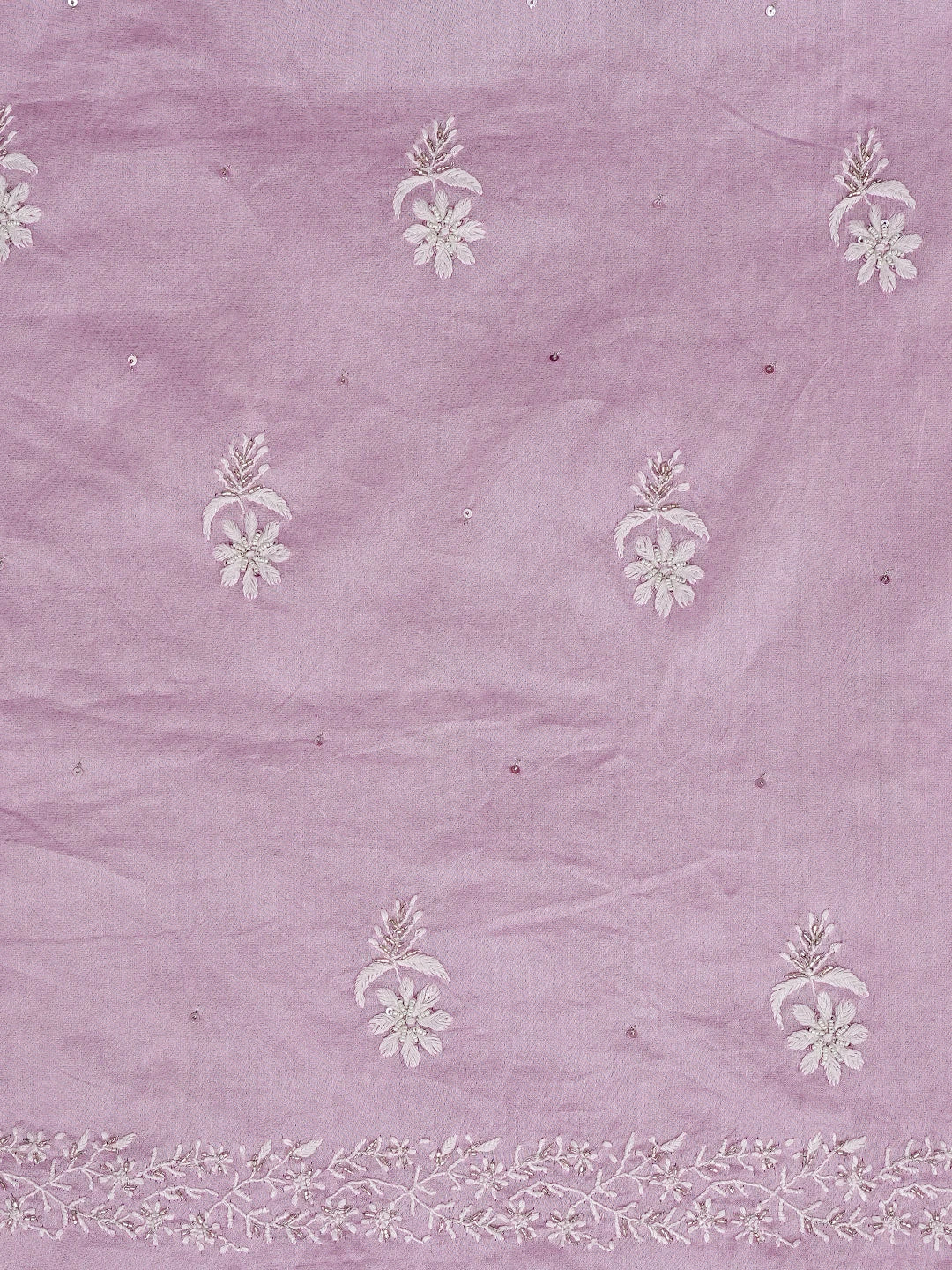 Ada Hand Embroidered Lavender Chanderi Lucknowi Chikankari Unstitched Suit Piece With Cutdana Work 01A791862