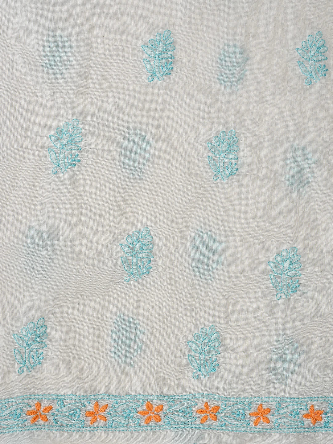 Ada Hand Embroidered White Cosmic Latte Chanderi Lucknowi Chikankari Unstitched Kurta Dupatta Set 01A862911