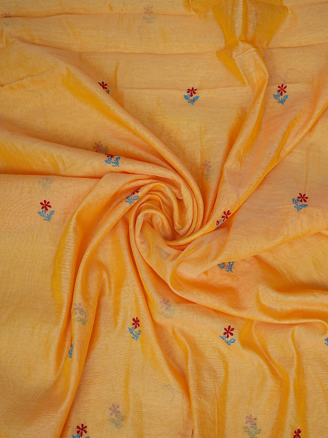 Ada Hand Embroidered Yellow Chanderi Lucknowi Chikankari Unstitched Kurta Dupatta Set 01A334094