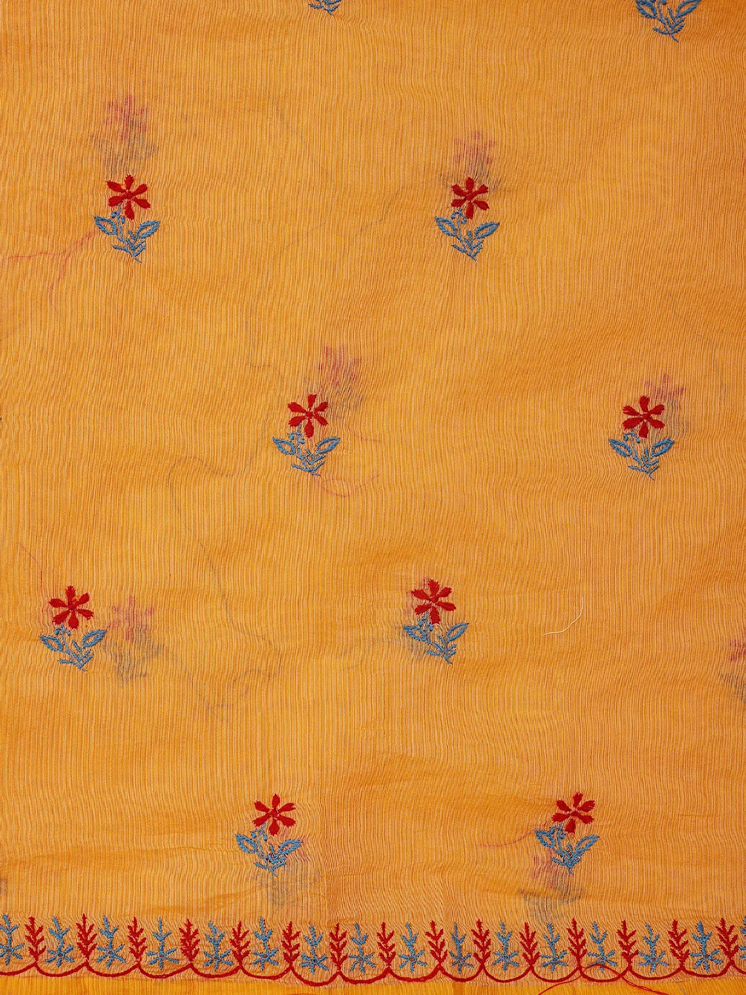Ada Hand Embroidered Yellow Chanderi Lucknowi Chikankari Unstitched Kurta Dupatta Set 01A334094