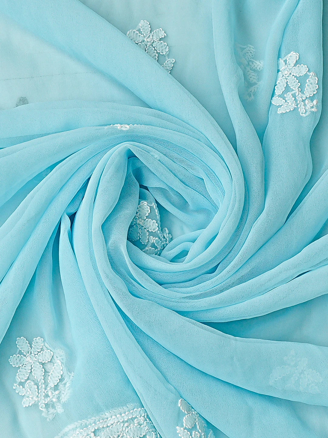 Ada Hand Embroidered Blue Georgette Lucknowi Chikankari Unstitched Suit Piece 01A873535