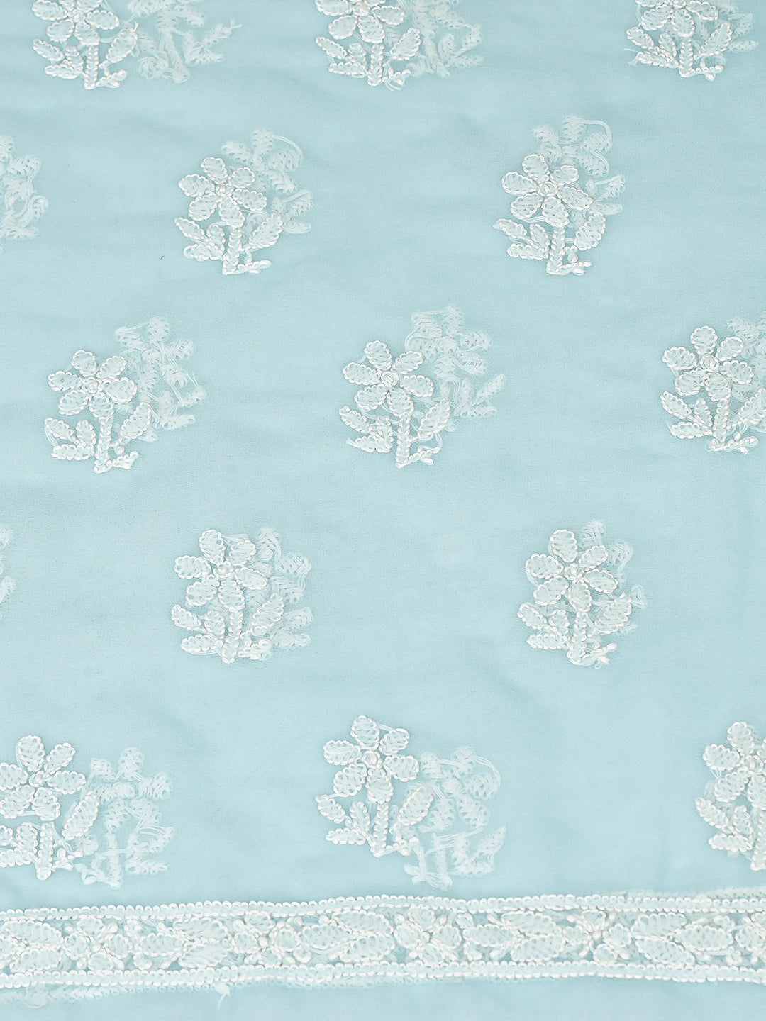 Ada Hand Embroidered Blue Georgette Lucknowi Chikankari Unstitched Suit Piece 01A873535