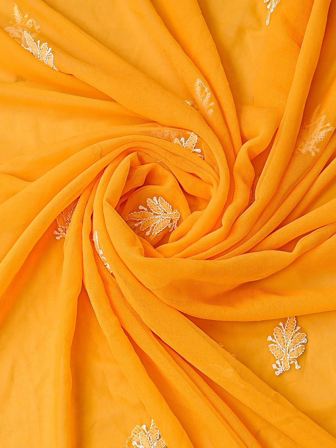 Ada Hand Embroidered Mustard Georgette Lucknowi Chikankari Unstitched Suit Piece 01A843814