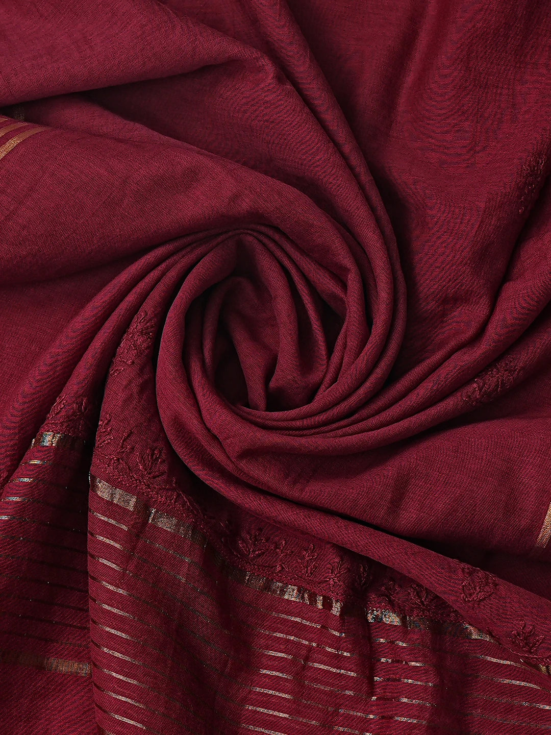Ada Hand Embroidered Vermilion Red Chanderi Lucknowi Chikankari Unstitched Kurta Dupatta Set 01A602169