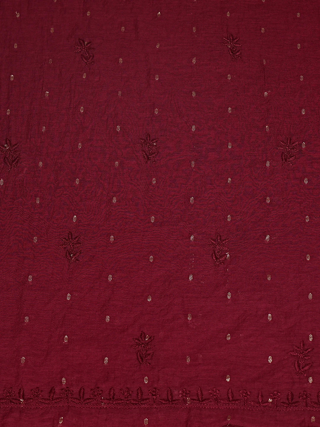 Ada Hand Embroidered Vermilion Red Chanderi Lucknowi Chikankari Unstitched Kurta Dupatta Set 01A602169