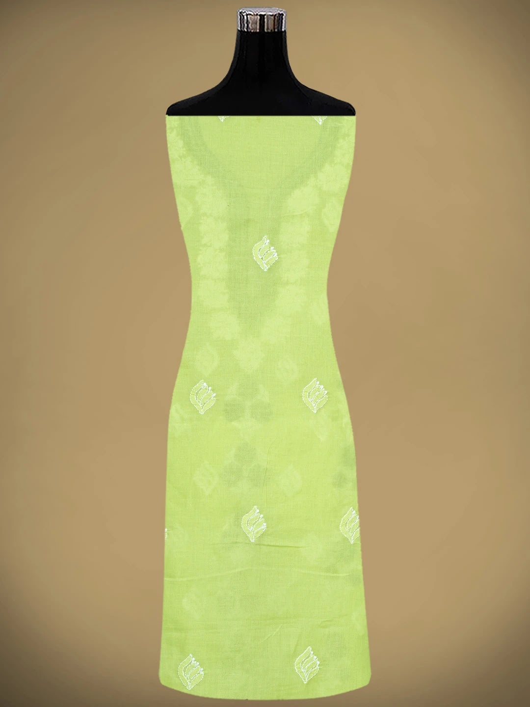 Ada Hand Embroidered Green Cotton Lucknowi Chikankari Unstitched Suit Piece 01A873290