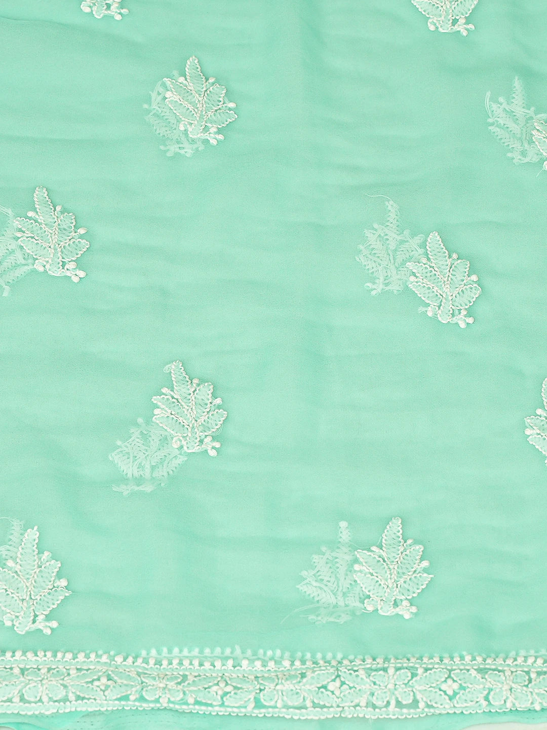 Ada Hand Embroidered Sea Green Georgette Lucknowi Chikankari Unstitched Suit Piece 01A843486