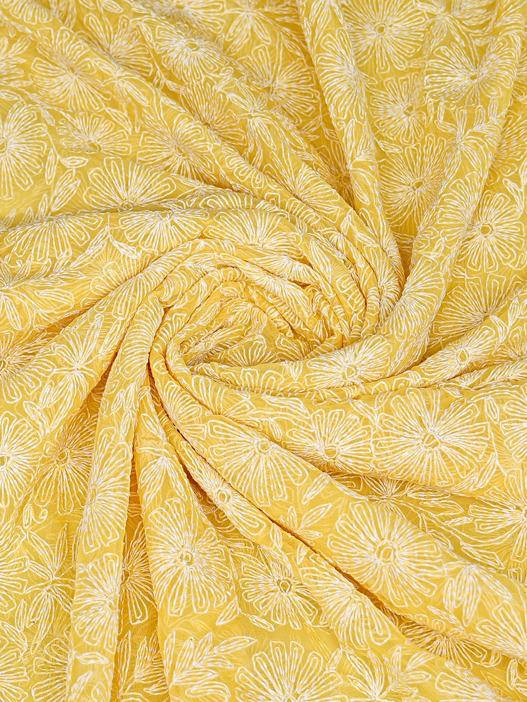 Ada Hand Embroidered Yellow Georgette Lucknowi Chikankari Dupatta 01A791221