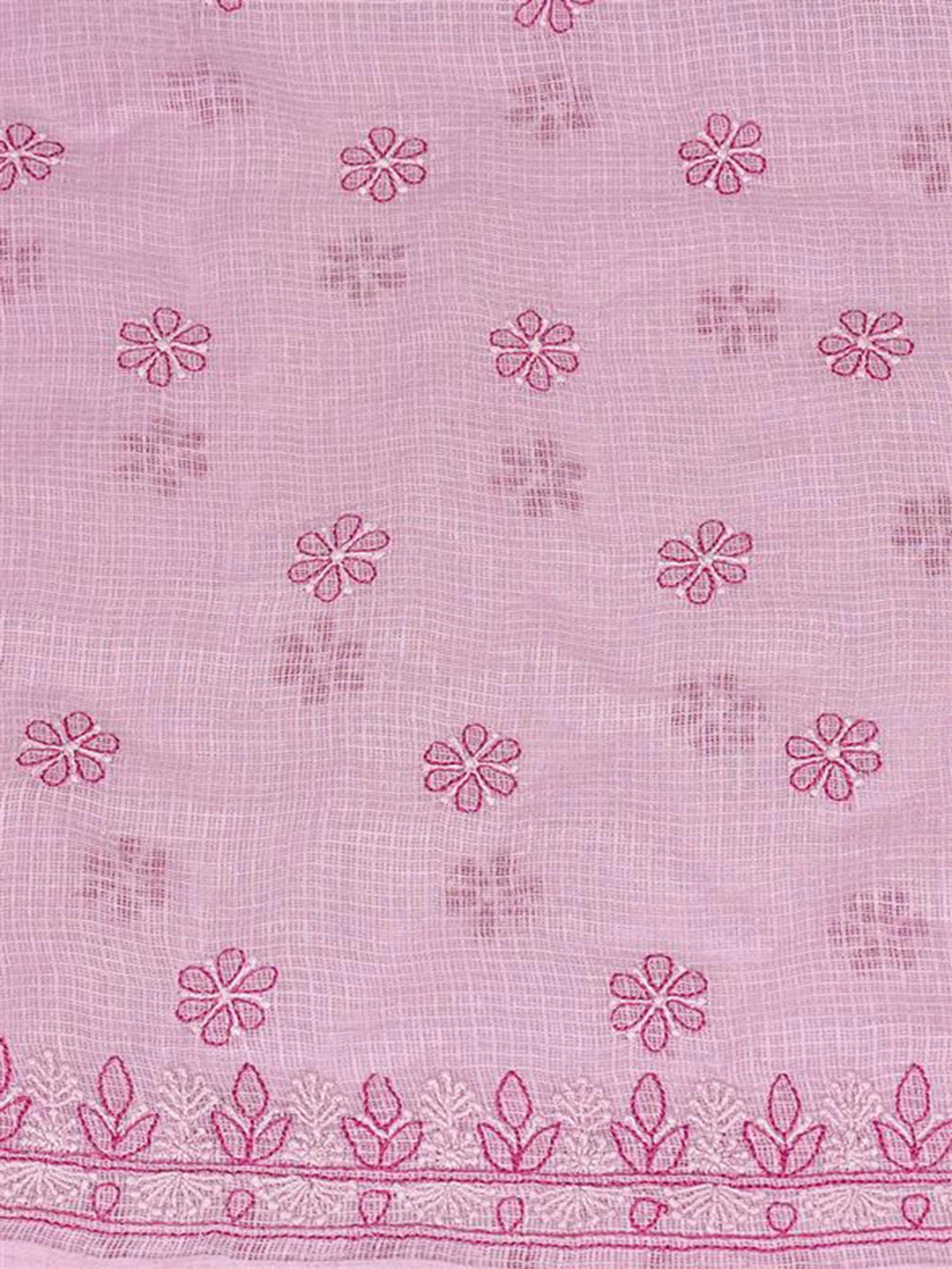 Ada Hand Embroidered Baker-Miller Pink Kota Lucknowi Chikankari Unstitched Kurta Dupatta Set 01A494577