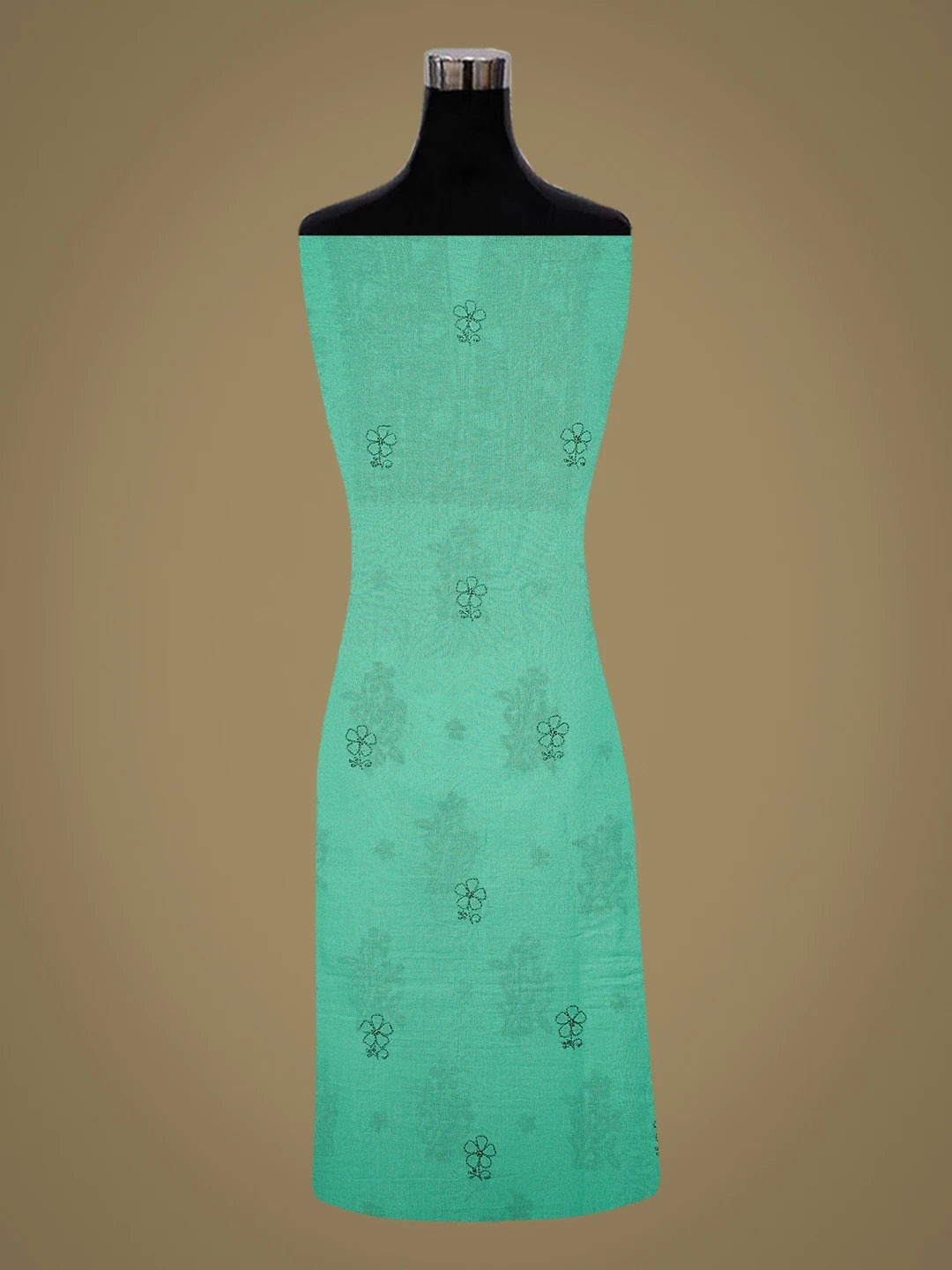 Ada Hand Embroidered Rama Green Cotton Lucknowi Chikankari Unstitched Kurta Dupatta Set 01A609951