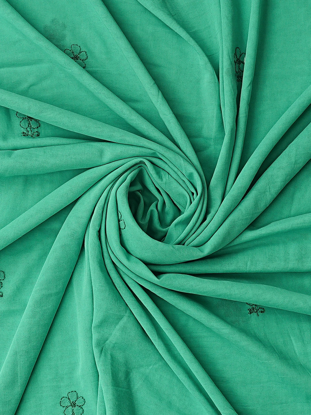 Ada Hand Embroidered Rama Green Cotton Lucknowi Chikankari Unstitched Kurta Dupatta Set 01A609951