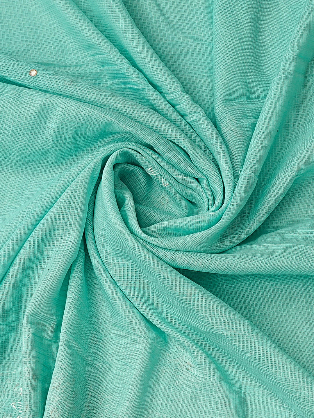 Ada Hand Embroidered Sea Green Kota Lucknowi Chikankari Unstitched Kurta Dupatta Set With Zari Work 01A751332