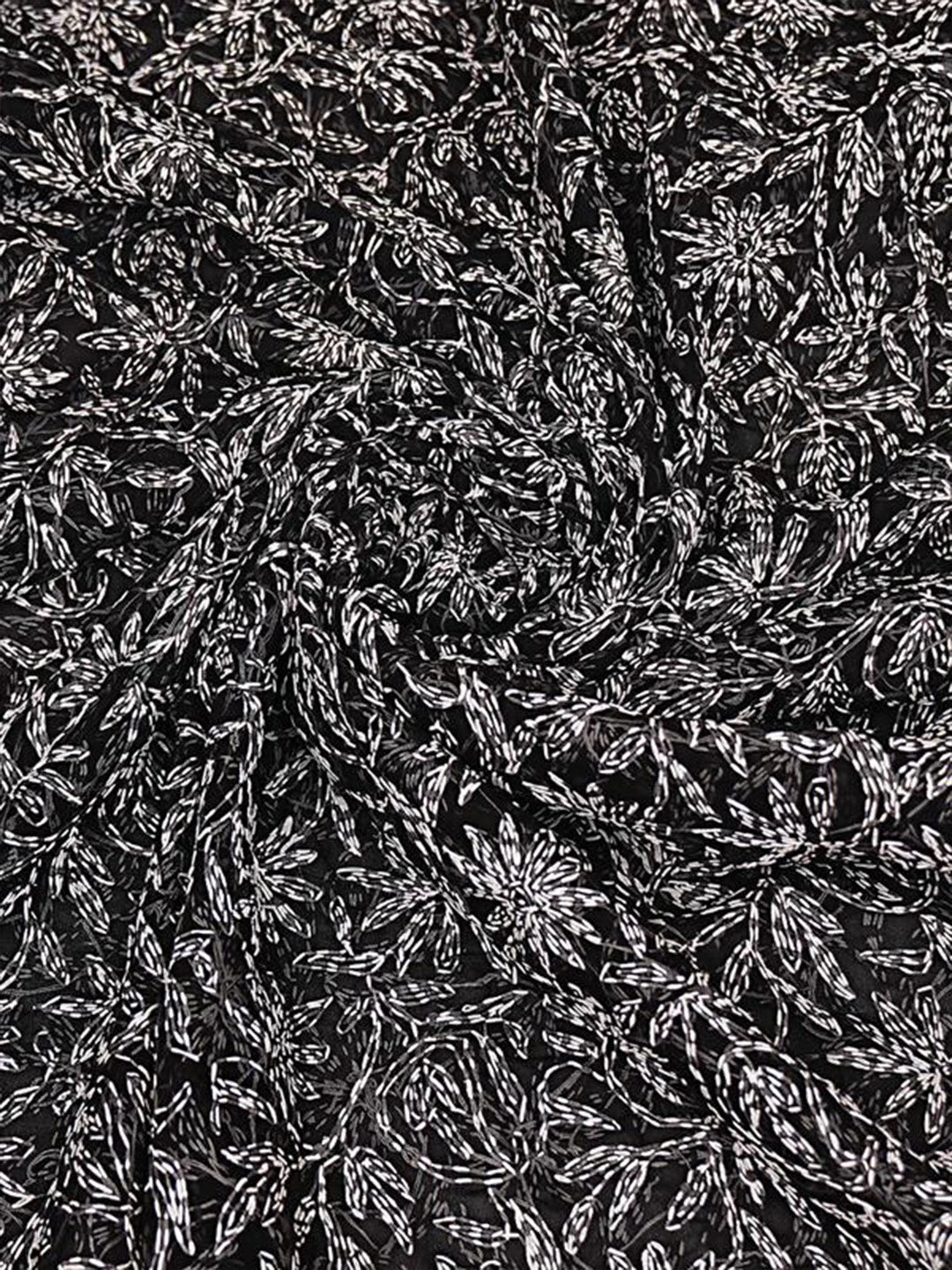 Ada Hand Embroidered Black Georgette Lucknowi Chikankari Dupatta 01A859627