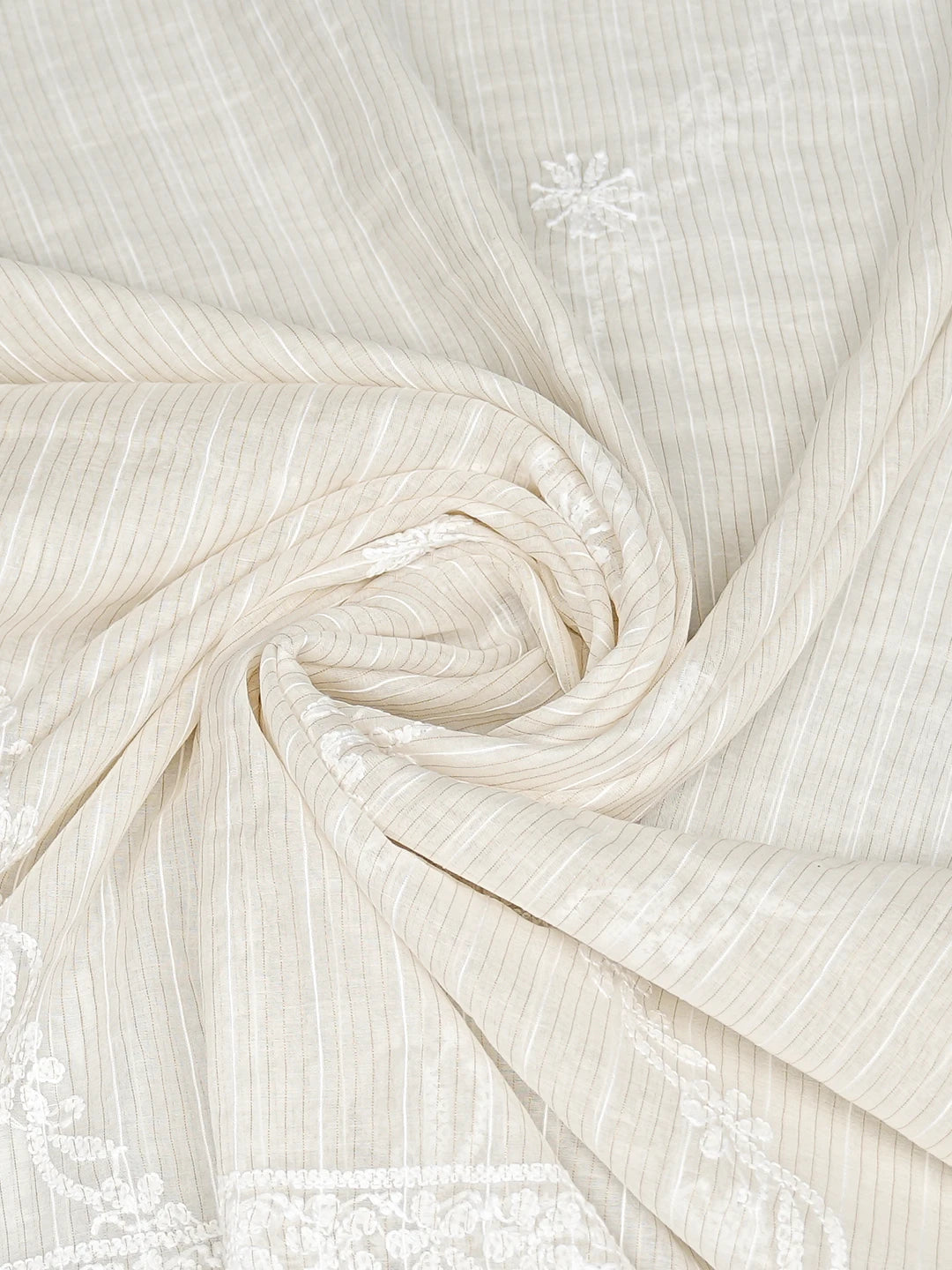 Ada Hand Embroidered White Kota Chanderi Lucknowi Chikankari Dupatta 01A862835