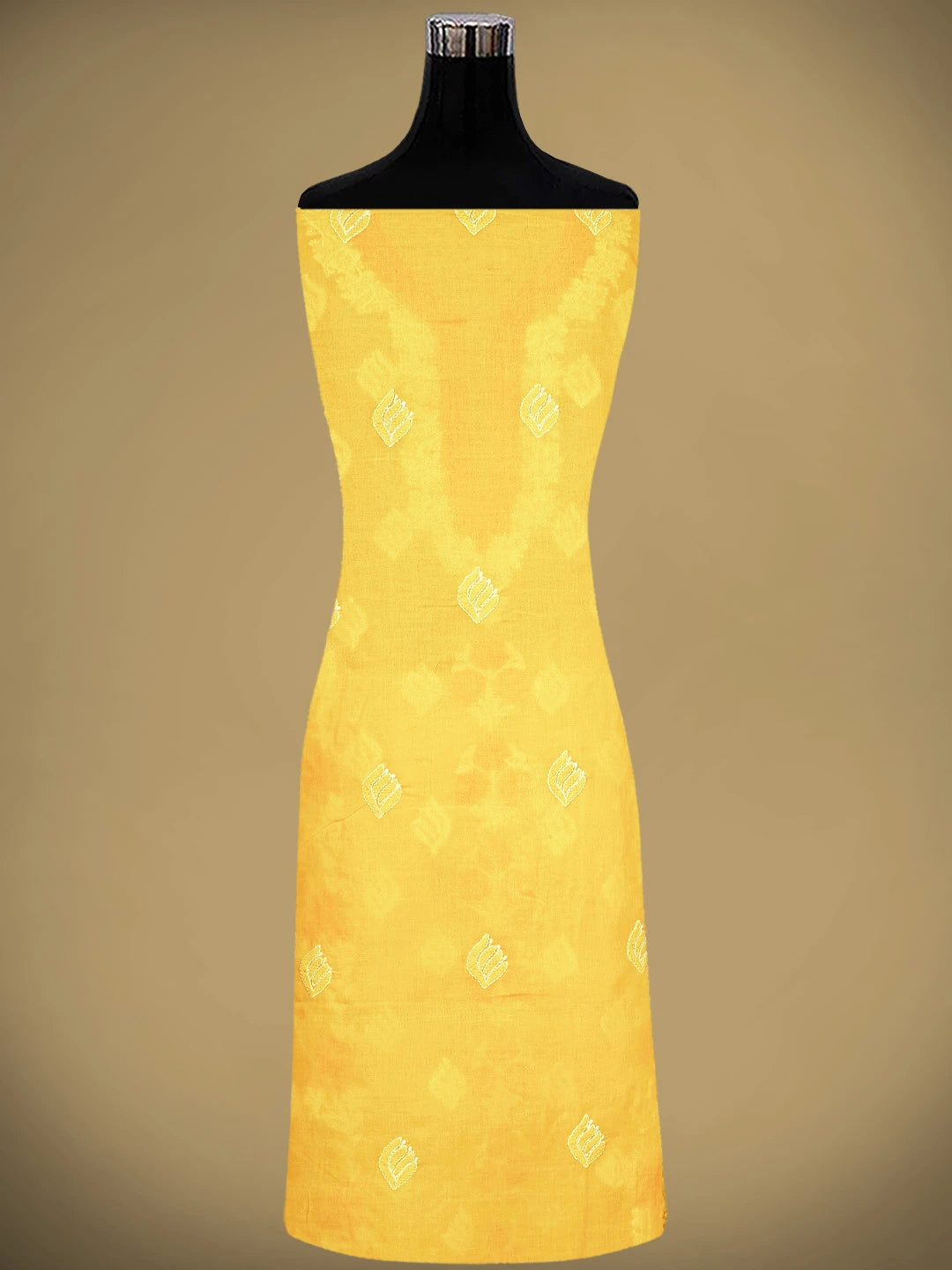 Ada Hand Embroidered Yellow Cotton Lucknowi Chikankari Unstitched Suit Piece 01A873289