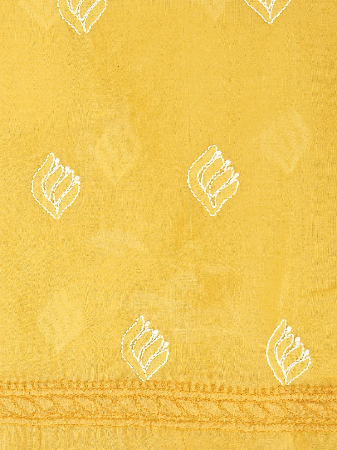 Ada Hand Embroidered Yellow Cotton Lucknowi Chikankari Unstitched Suit Piece 01A873289