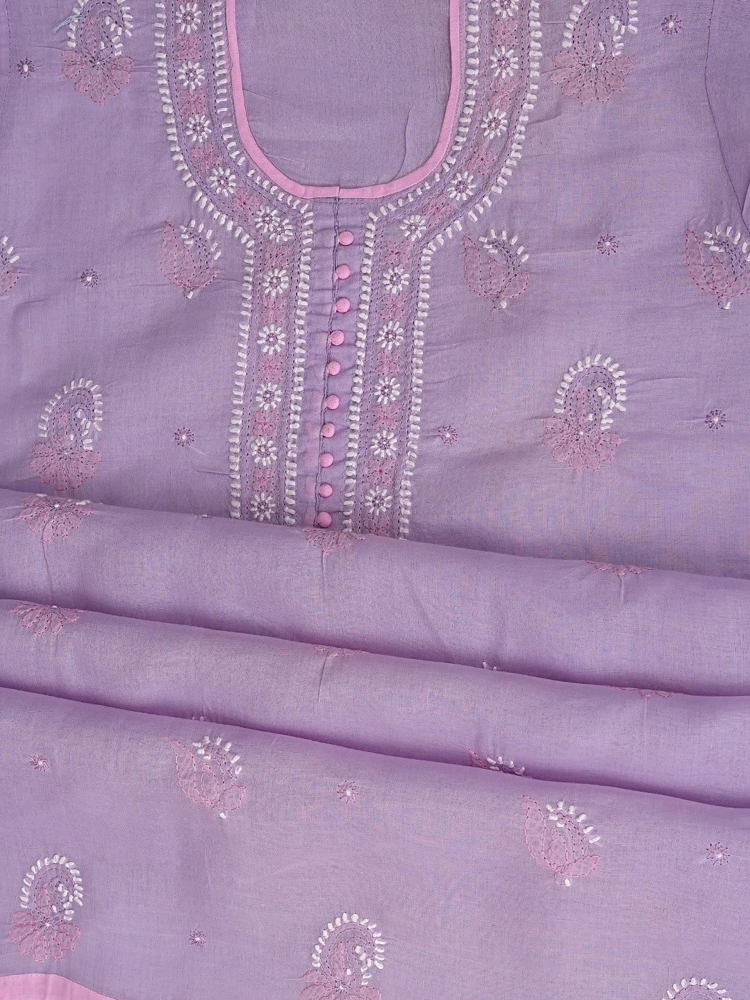 Ada Hand Embroidered Mauve Cotton Lucknowi Chikankari Unstitched Suit Piece 01A879777