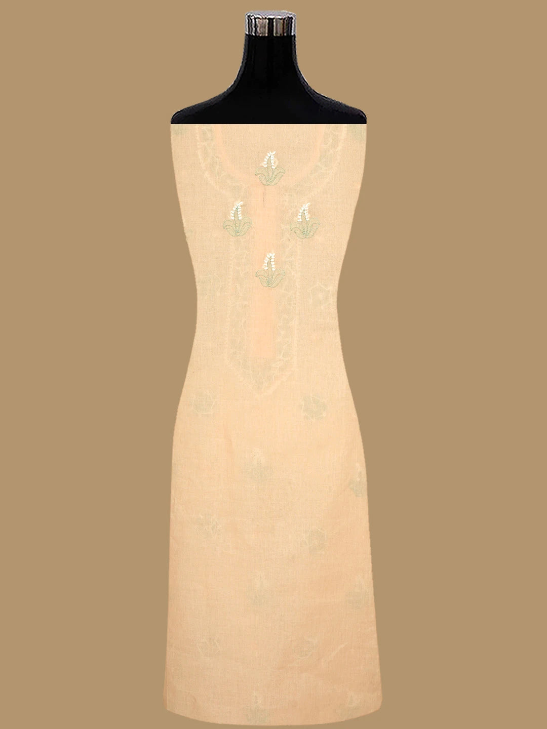 Ada Hand Embroidered Peach Cotton Lucknowi Chikankari Unstitched Suit Piece 01A879775