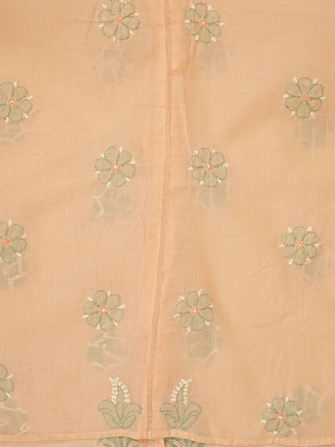 Ada Hand Embroidered Peach Cotton Lucknowi Chikankari Unstitched Suit Piece 01A879775