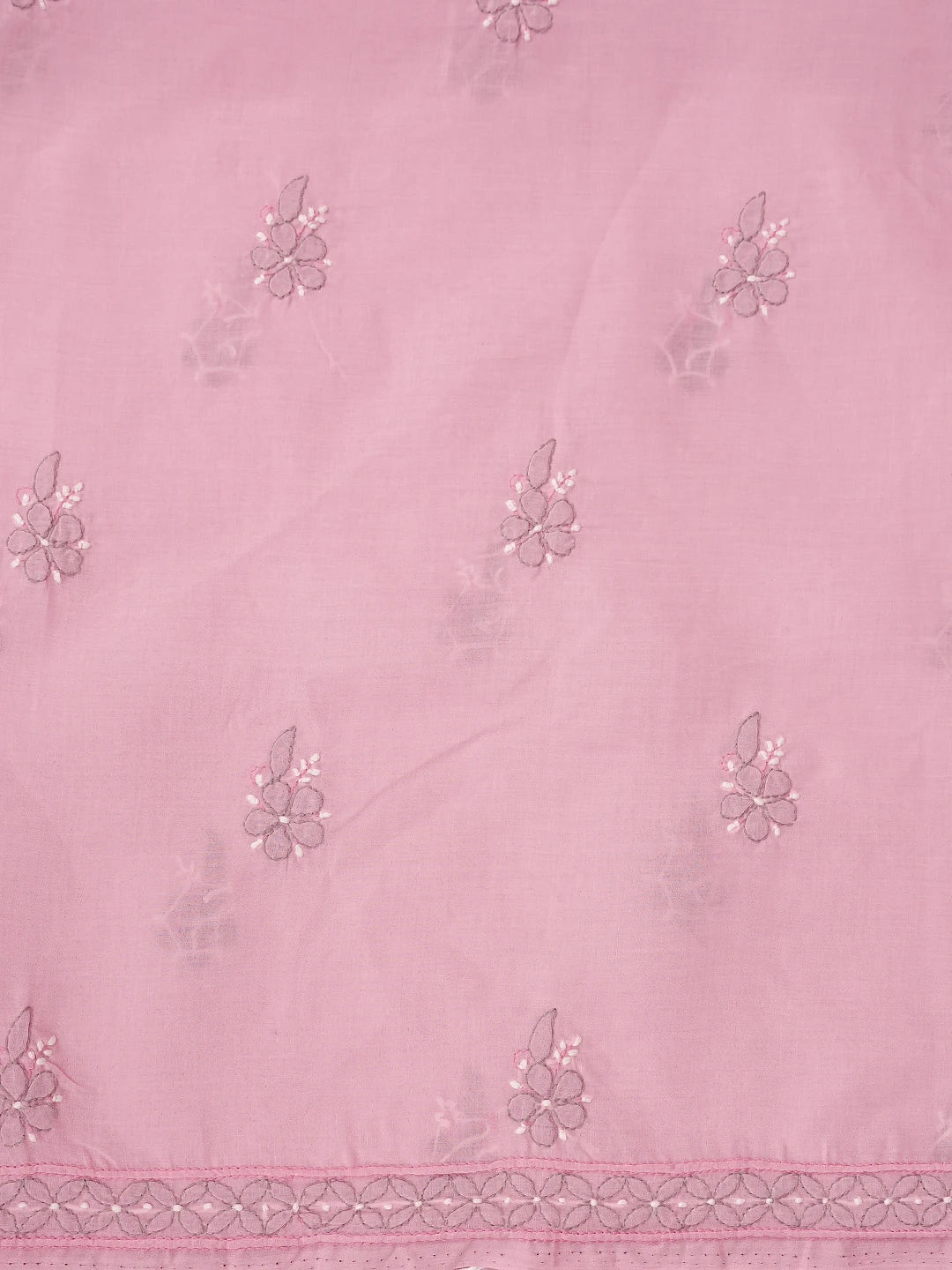 Ada Hand Embroidered Pink Cotton Lucknowi Chikankari Unstitched Suit Piece 01A879935