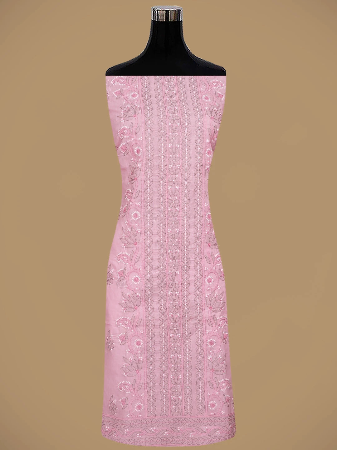 Ada Hand Embroidered Pink Cotton Lucknowi Chikankari Unstitched Suit Piece 01A879935
