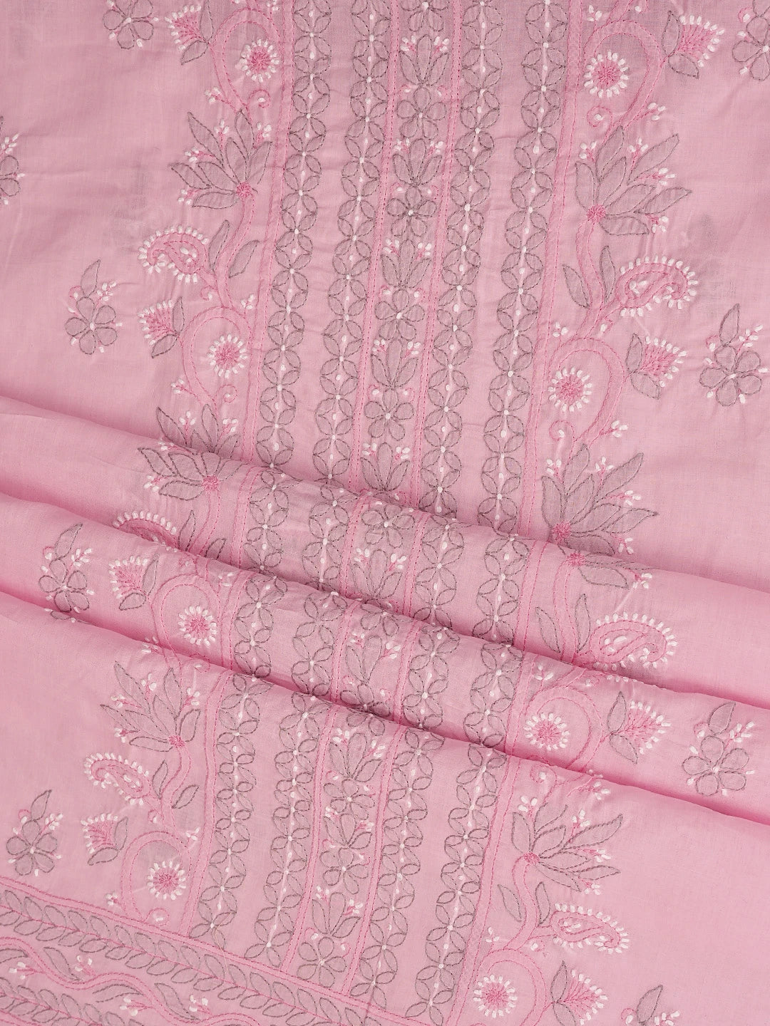 Ada Hand Embroidered Pink Cotton Lucknowi Chikankari Unstitched Suit Piece 01A879935