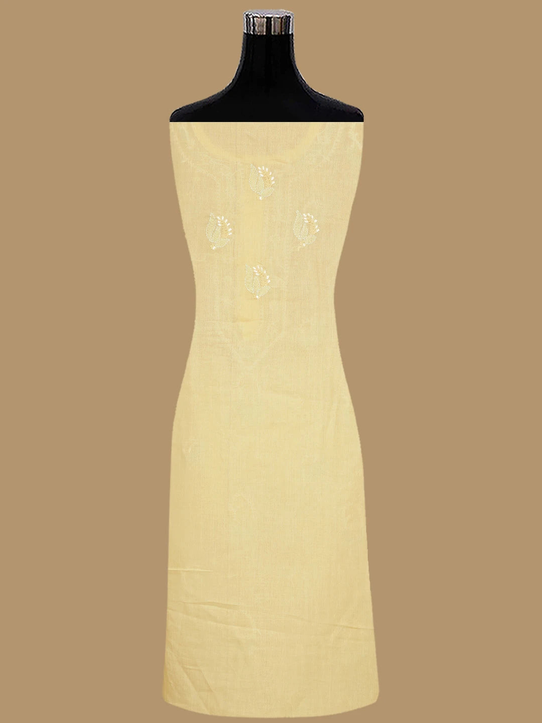 Ada Hand Embroidered Yellow Cotton Lucknowi Chikankari Unstitched Suit Piece 01A879776