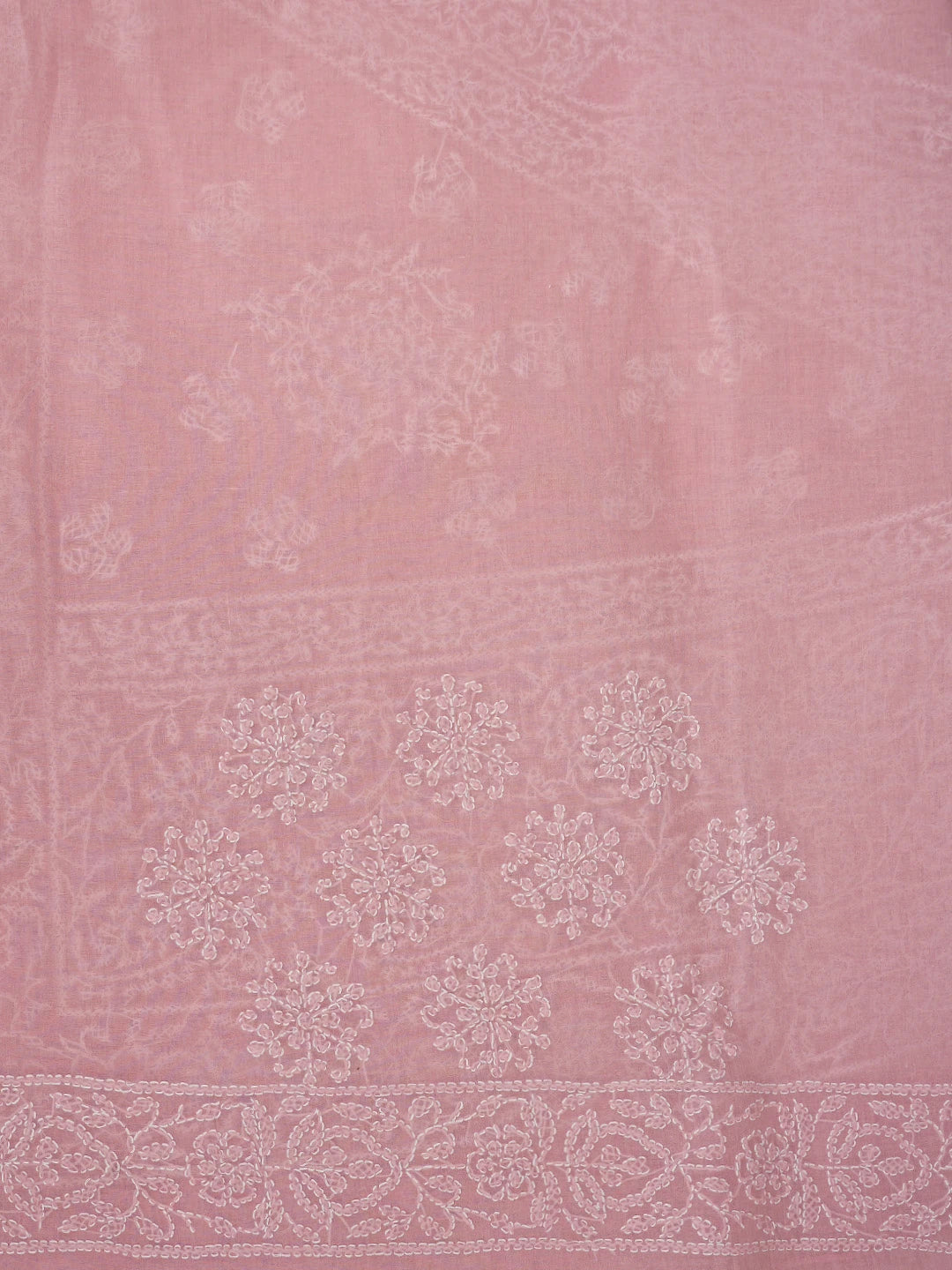 Ada Hand Embroidered Pink Cotton Lucknowi Chikankari Saree With Blouse 01A872939