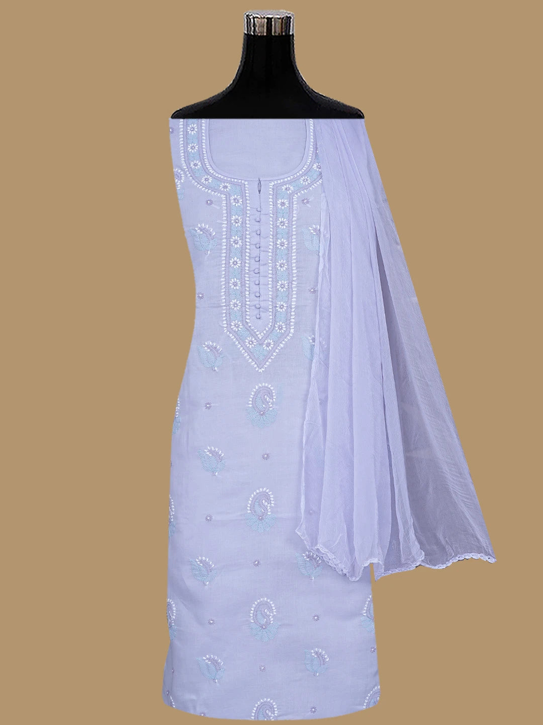 Ada Hand Embroidered Mauve Cotton Lucknowi Chikankari Unstitched Suit Piece 01A879769