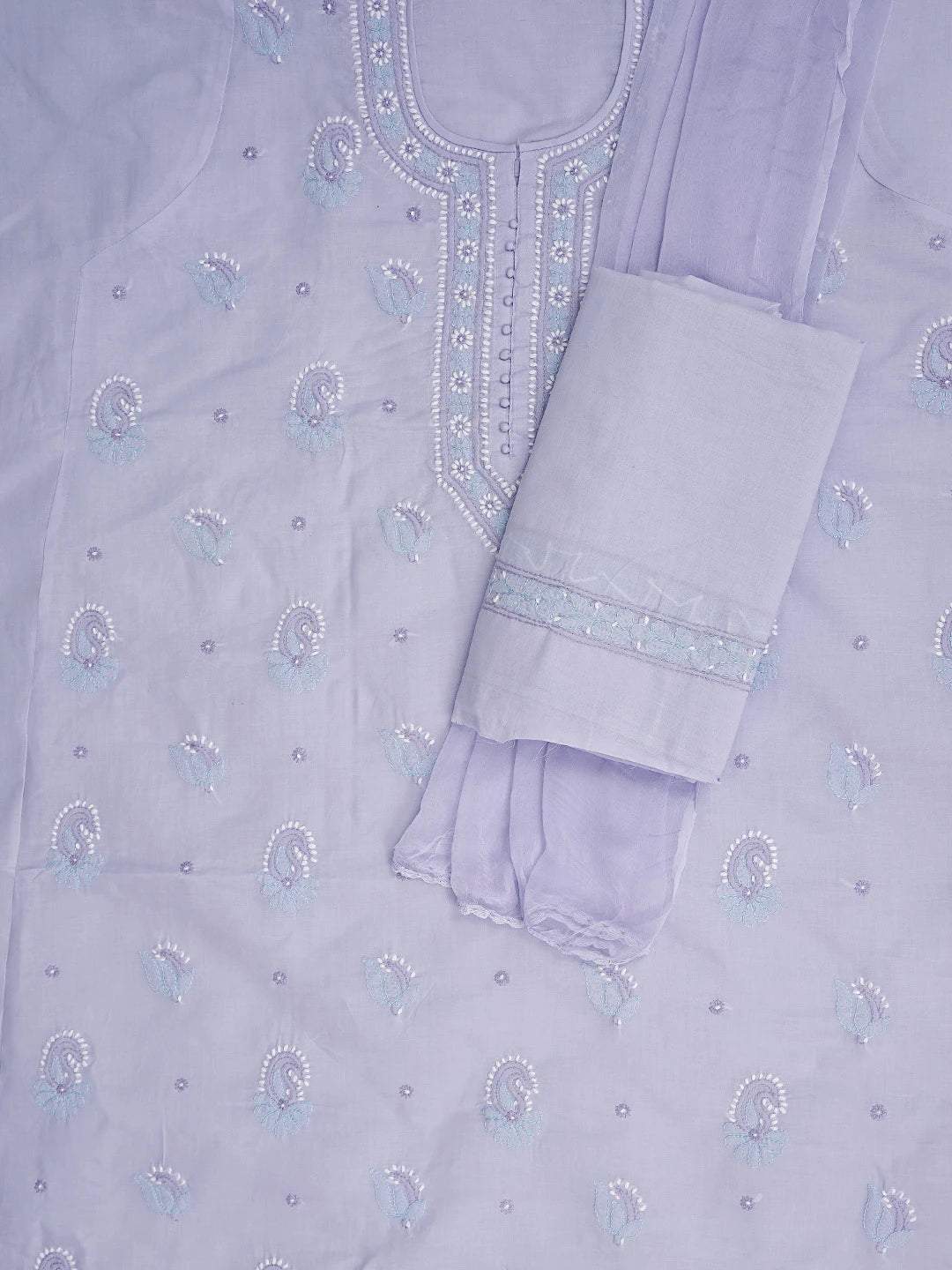 Ada Hand Embroidered Mauve Cotton Lucknowi Chikankari Unstitched Suit Piece 01A879769