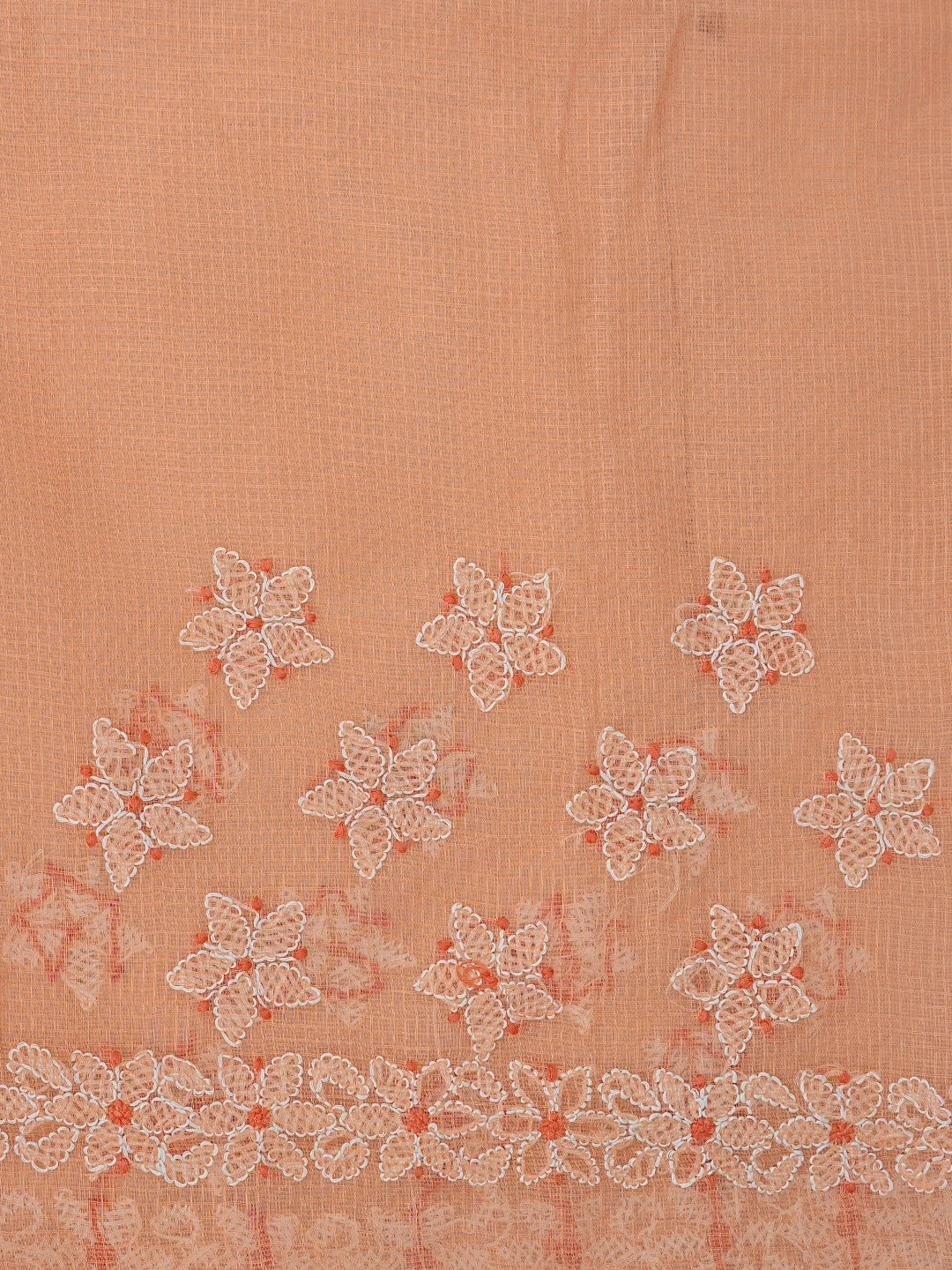 Ada Hand Embroidered Peach Kota Lucknowi Chikankari Saree and Blouse 01A872956