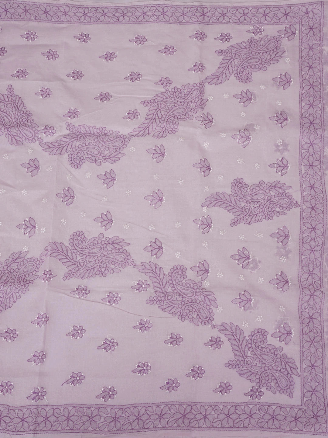Ada Hand Embroidered Lavender Cotton Lucknowi Chikankari Saree and Blouse 01A872911
