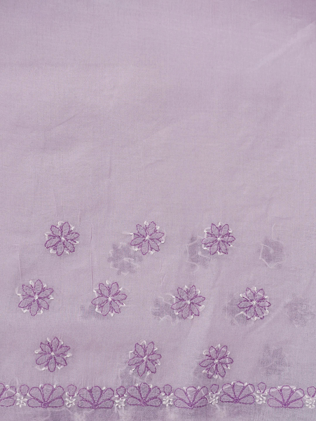 Ada Hand Embroidered Lavender Cotton Lucknowi Chikankari Saree and Blouse 01A872911