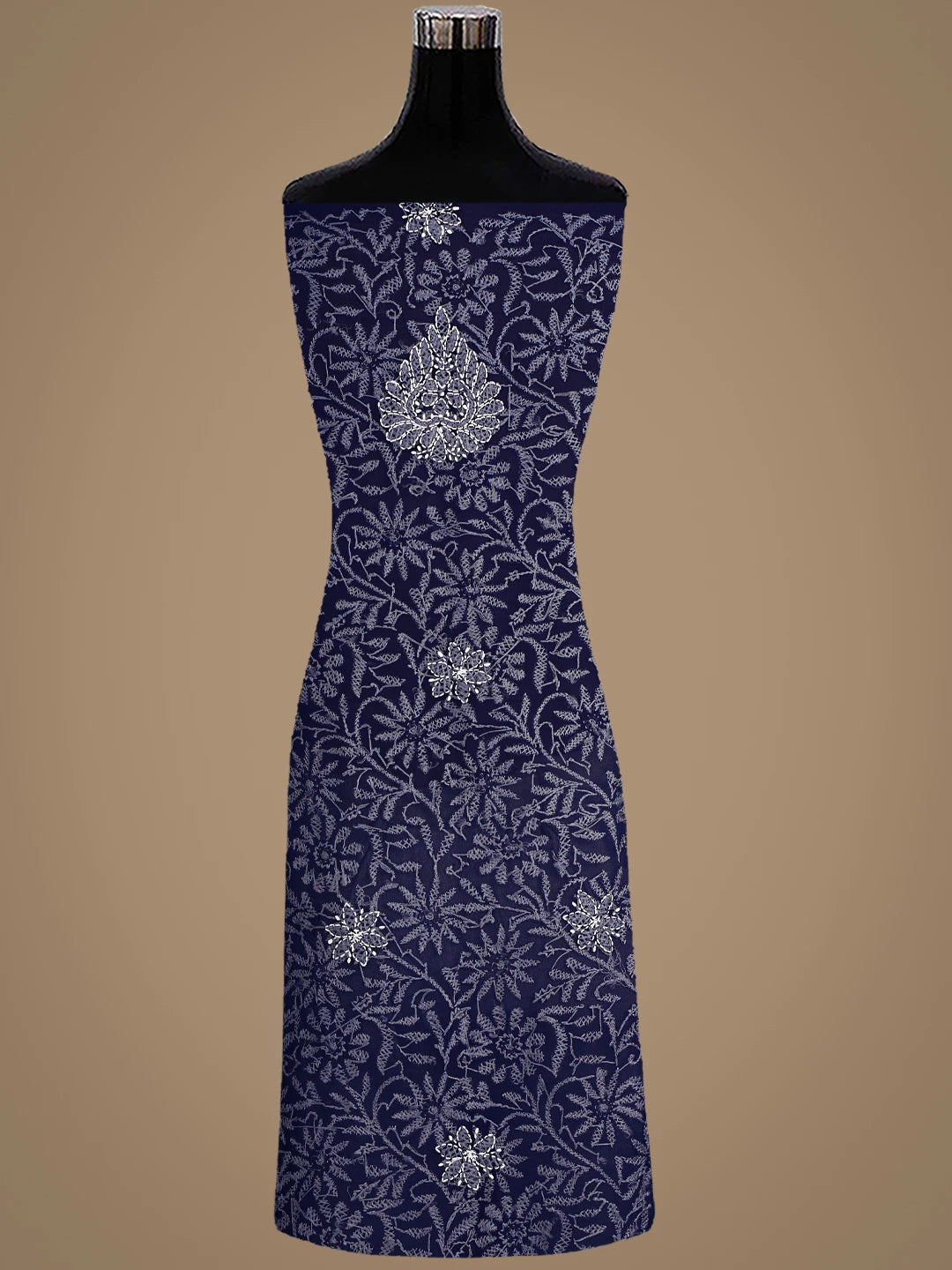 Ada Hand Embroidered Navy Blue  Georgette Lucknowi Chikankari Unstitched Suit Piece 01A878919